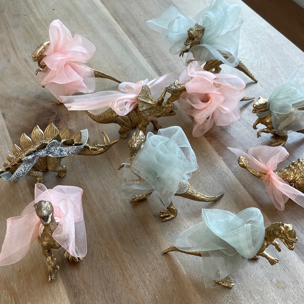 Gold and Pink and Green Dinosaur Birthday Party Decorations